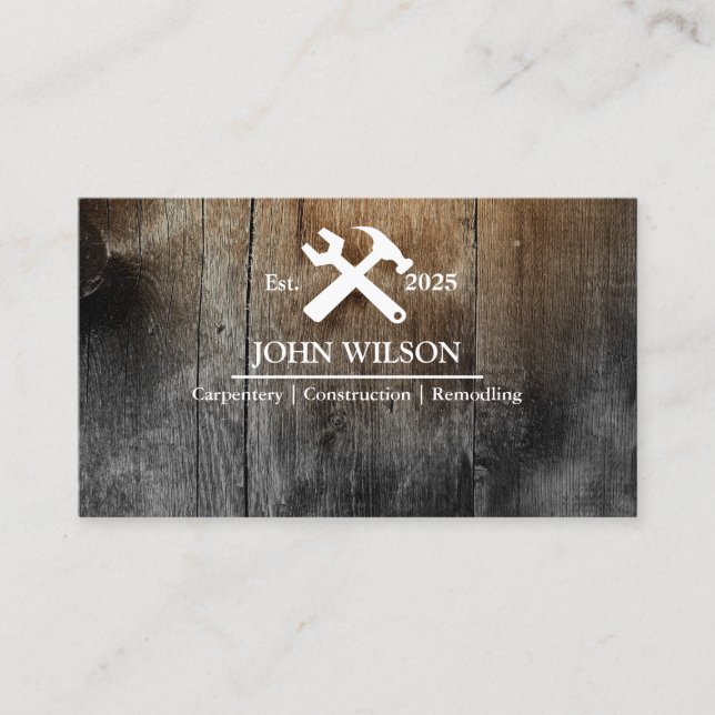 Professionell Builder Carpenter Verktyg Woodworkin Visitkort (Framsida)