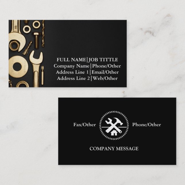Professionell Builder Engineering Carpenter Verkty Visitkort (Fram/baksida)