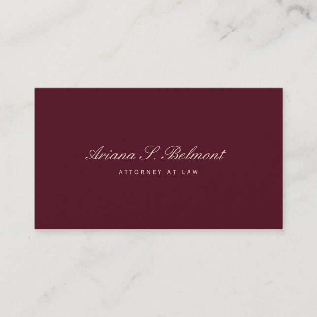 Professionell Burgundy Elegant Attorney Visitkort (Framsida)