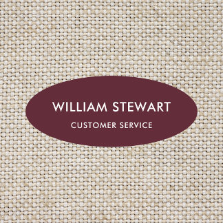 Professionell Burgundy Minimal Oval Employee Namnbricka