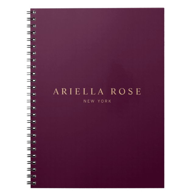 Professionell Burgundy Modern Elegant Anteckningsbok (Framsidan)