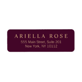 Professionell Burgundy Modern Elegant Returadress Etikett