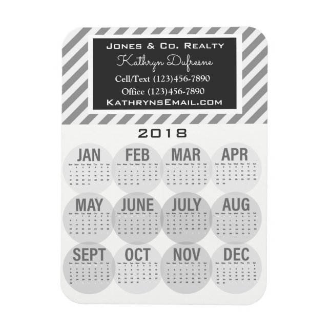 Professionell Business 2018 Calendar Grått Magnet (Vertikal)