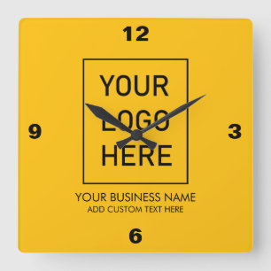 Professionell Business Logotyp and Text Company Gu Fyrkantig Klocka