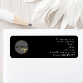 PROFESSIONELL BUSINESS LOGOTYP COMPANY NAMN BLACK RETURADRESS ETIKETT