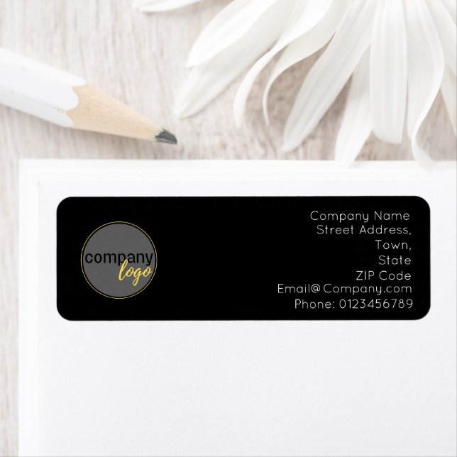 PROFESSIONELL BUSINESS LOGOTYP COMPANY NAMN BLACK RETURADRESS ETIKETT (Insitu)