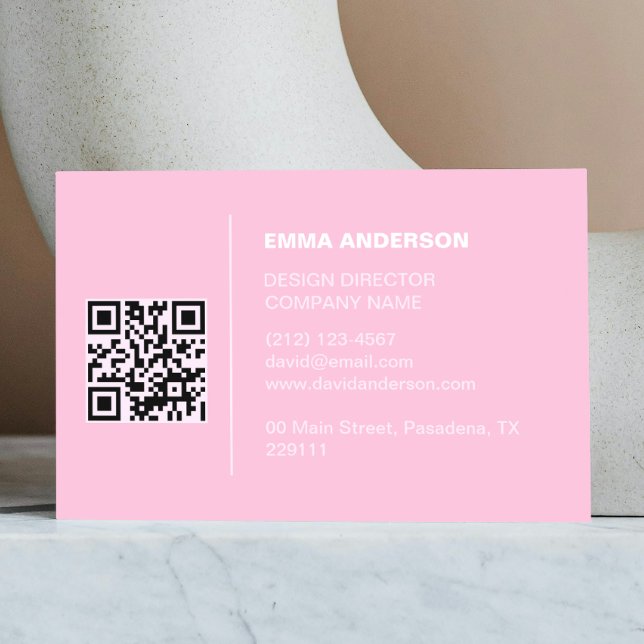 Professionell Business logotyp Fet Rosa Qr-kod Visitkort (Zazzle Professional Business logo Bold Pink Qr Code  Business Card (Back))