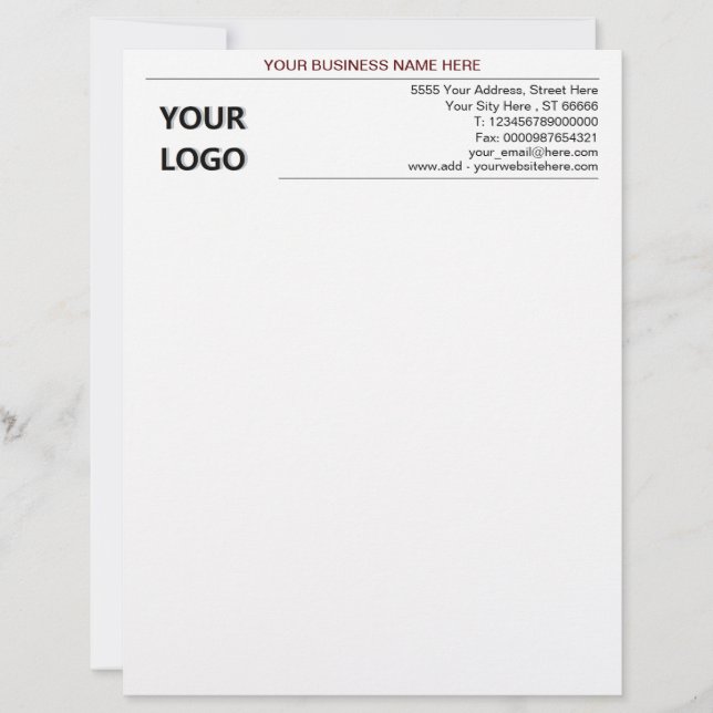 Professionell Business Logotyp Namn Adress Letterh Brevhuvud (Framsida)