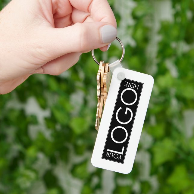 Professionell Business Logotyp Promo QR Code White Nyckelring (Hand)