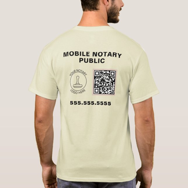 Professionell Business Logotyp QR Code Notary Work T Shirt (Baksida)
