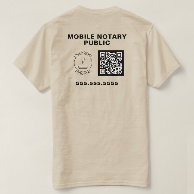 Professionell Business Logotyp QR Code Notary Work T Shirt (Design baksida)