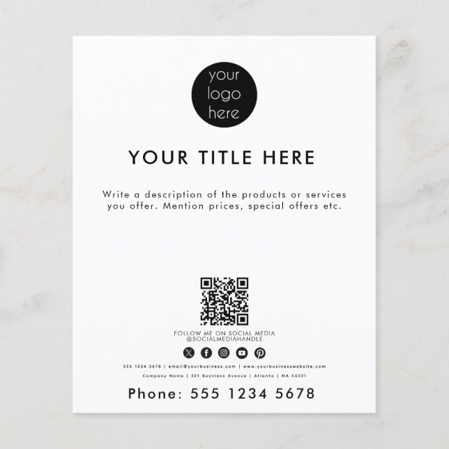 Professionell Business Logotyp QR-kod Social Media Flygblad (Framsidan)