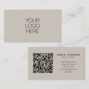 Professionell Business Logotyp Soft Taupe QR-kod Visitkort