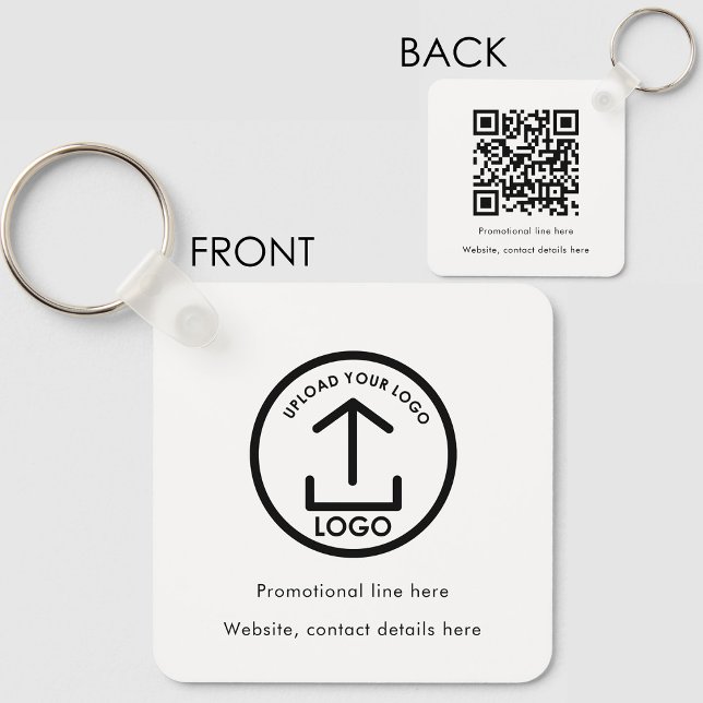 Professionell Business Logotyp Text Promo QR-kod Nyckelring (Professional Business Logo Text Promo QR Code Keychain)