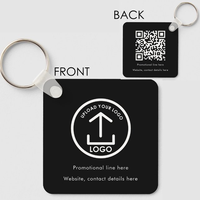 Professionell Business Logotyp Text Promo QR-kod Nyckelring (Professional Business Logo Text Promo QR Code Keychain)