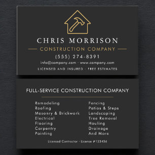 Professionell byggfirma visitkort