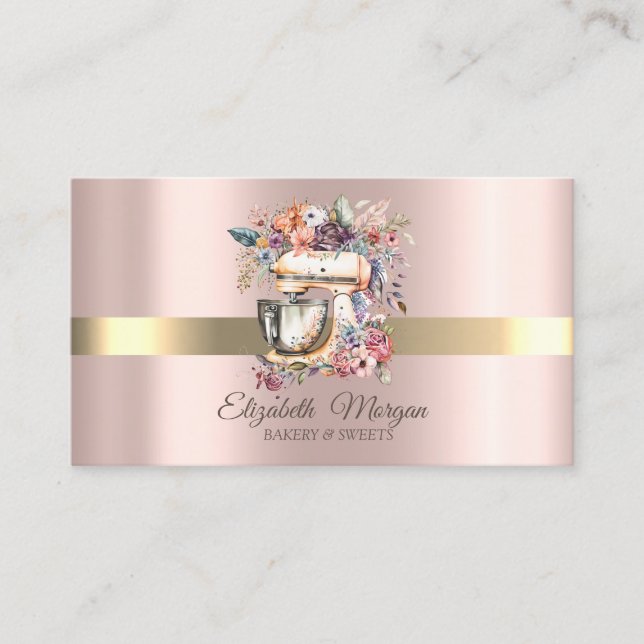 Professionell Cake Floral Mixer Bageri Roséguld Visitkort (Framsida)
