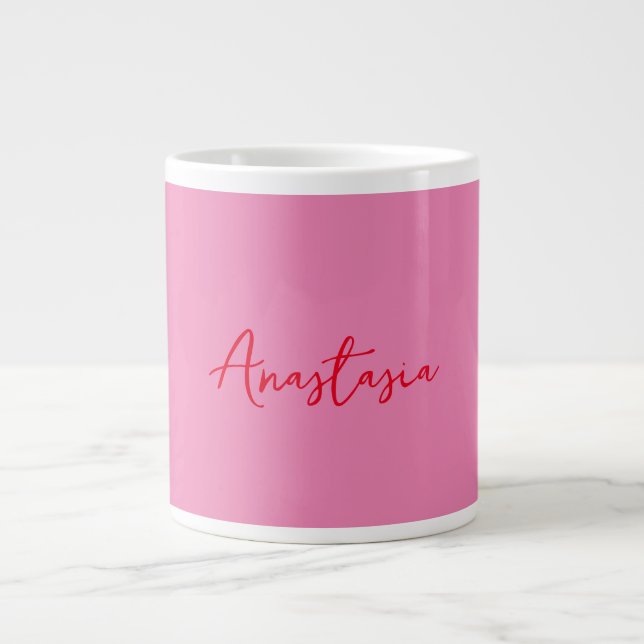 Professionell calligraphy namn anpassningsbar rosa jumbo mugg (Framsidan)