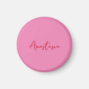Professionell calligraphy namn anpassningsbar rosa magnet