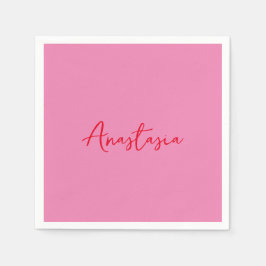 Professionell calligraphy namn anpassningsbar rosa pappersservett