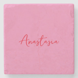 Professionell calligraphy namn anpassningsbar rosa stenunderlägg