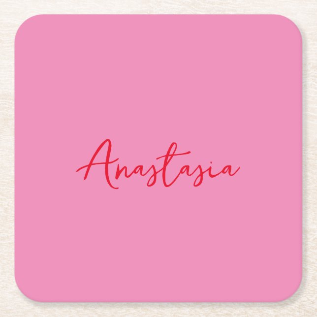 Professionell calligraphy namn anpassningsbar rosa underlägg papper kvadrat (Framsidan)