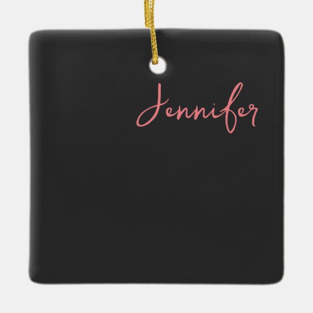 Professionell Calligraphy Namn minimalist Plain Julgransprydnad Keramik (Framsida)