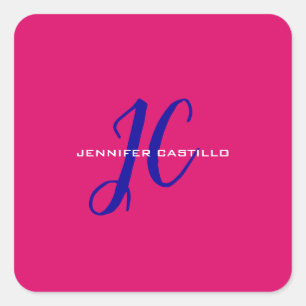 Professionell Calligraphy Script Monogram Girly Fyrkantigt Klistermärke
