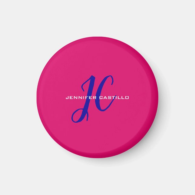 Professionell Calligraphy Script Monogram Girly Magnet (Framsidan)