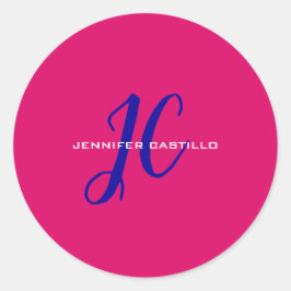 Professionell Calligraphy Script Monogram Girly Runt Klistermärke