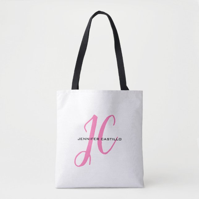 Professionell Calligraphy Script Monogram Girly Tygkasse (Framsida)
