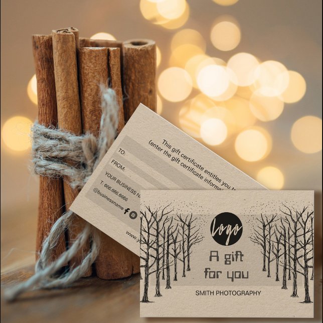 Professionell Camera Photograf Gift-certifikat (Professional Camera Photographer Gift Certificate #zazzlemade #autumn #fall #foresttrees #autumngift)