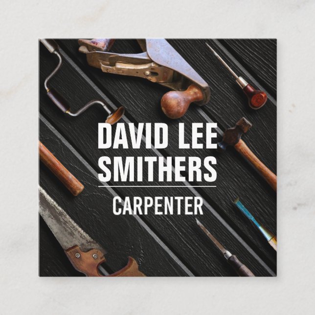 Professionell Carpenter verktyg Fyrkantigt Visitkort (Framsida)