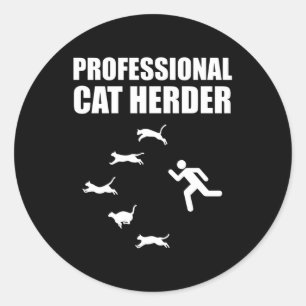 Professionell Cat Herder Funny Samlare Cats Runt Klistermärke