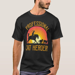 Professionell Cat Herder In to Retro Sunset T Shirt