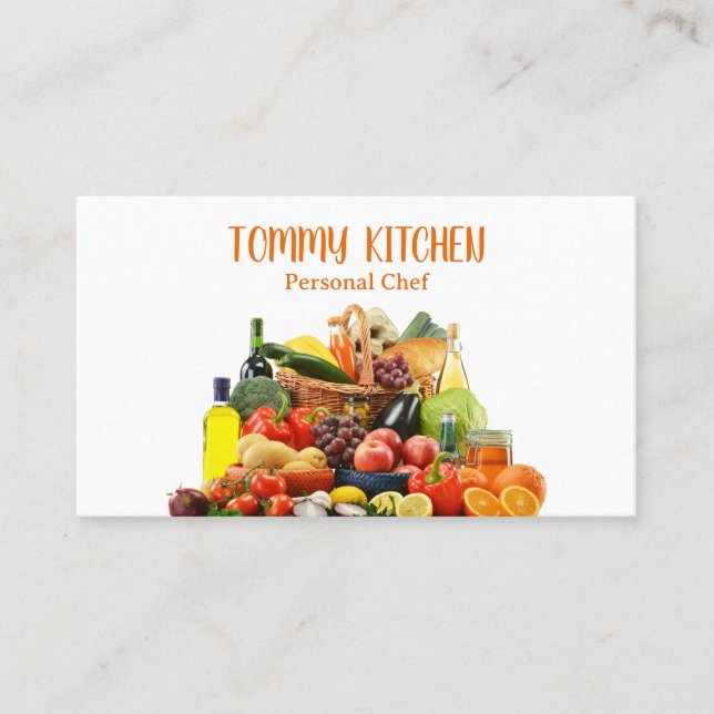 Professionell Catering Chef Cooking Vegetables Visitkort (Framsida)