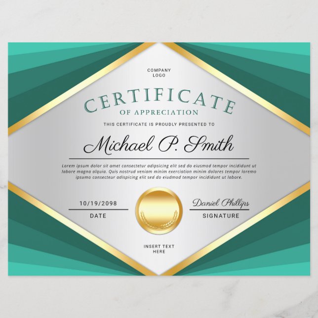 Professionell Certificate Award of apprecision (Framsida)