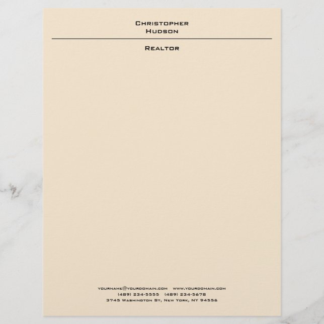 Professionell Champagne Färg Simple Plain Brevhuvud (Framsida)