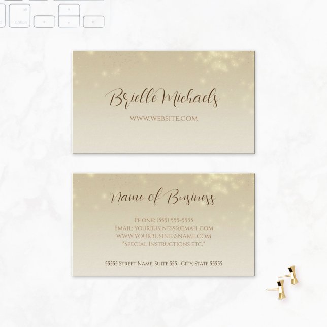 Professionell Champaign Guld Minimal Subtle Gnistr Visitkort (Professional Champaign Gold Minimal Subtle Sparkle Business Cards)