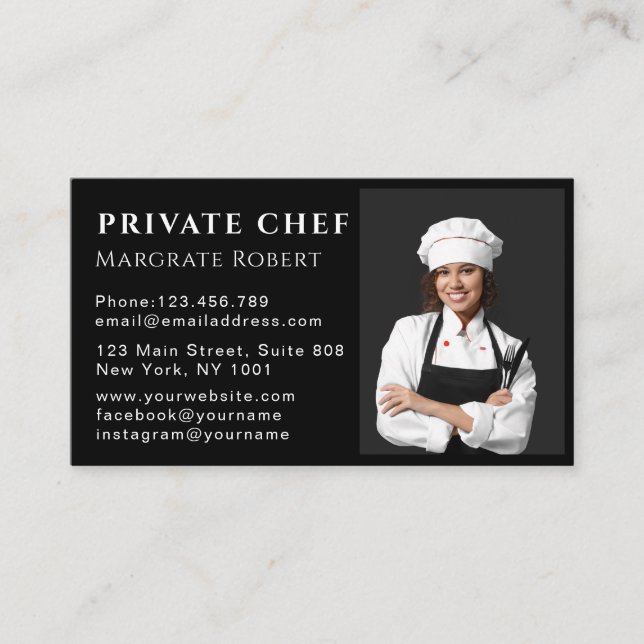 Professionell Chef Restaurant Cook Catering-foto Visitkort (Framsida)