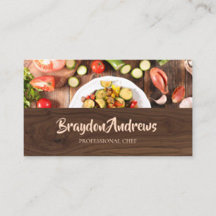 Professionell Chef Wood Food Catering Visitkort