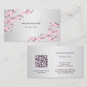 Professionell Cherry Blommar Rosa Silver Visitkort