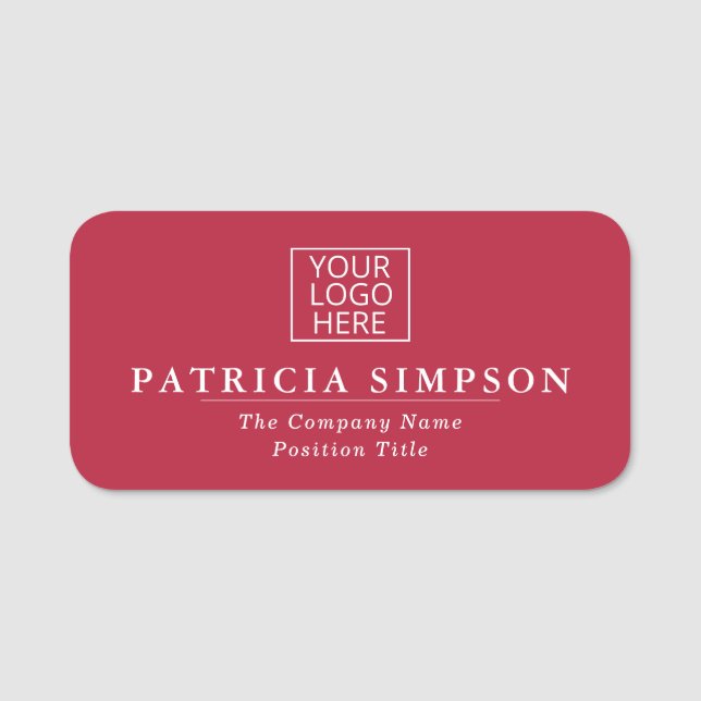 Professionell Chic Cyclamen Red White: Elegant Log Namnbricka (Framsida)