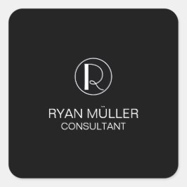 Professionell Chic Elegant Plain och Monogram Fyrkantigt Klistermärke