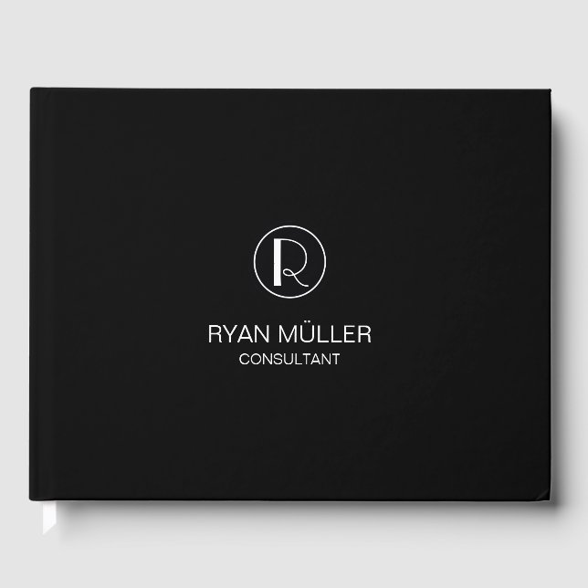 Professionell Chic Elegant Plain och Monogram Gästböcker (Framsida)