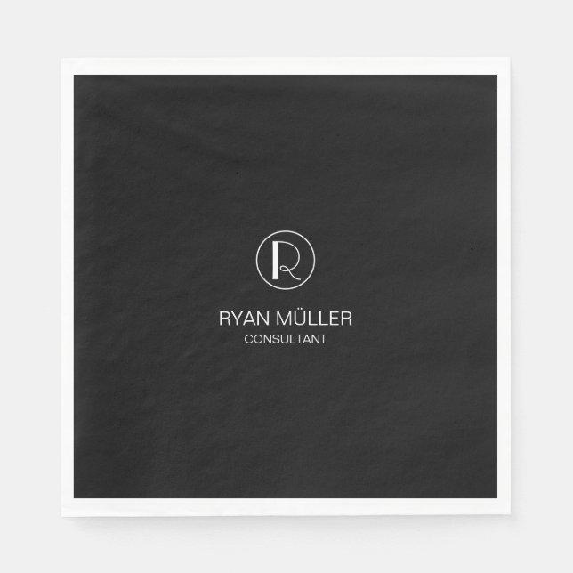 Professionell Chic Elegant Plain och Monogram Pappersservett (Framsidan)