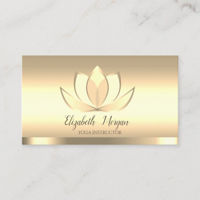 Professionell Chic Guld Lotus Flower Yoga Visitkort (Framsida)