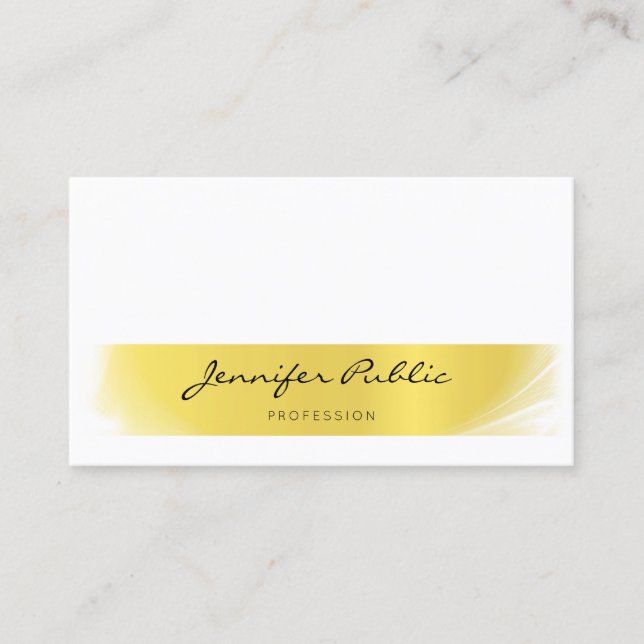 Professionell Chic Handskriven Modern Guld Lyx Visitkort (Framsida)