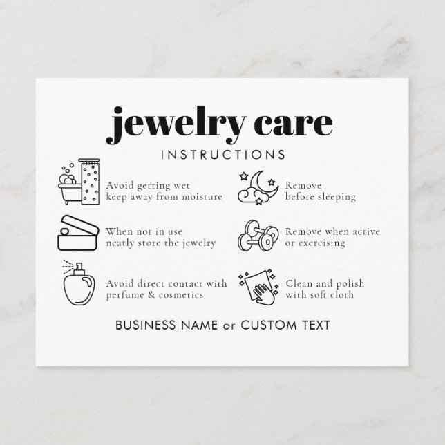 Professionell Chic Jewelry Care Tack Business Tilläggskort (Framsida)