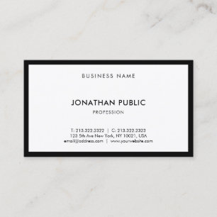Professionell Chic Modern Black White Elegant Plai Visitkort
